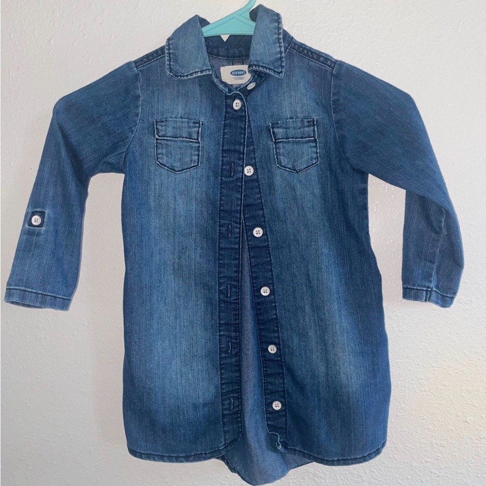 Old Navy Blue Denim Long Sleeve Dress